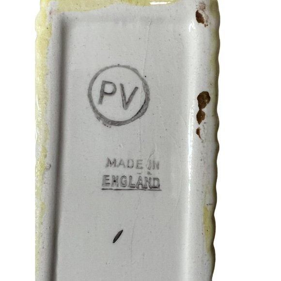 PV PEASANT VILLAGE Pair of Vases Majolica Pottery Rectangular Raised Flowers VTG - Picture 9 of 9